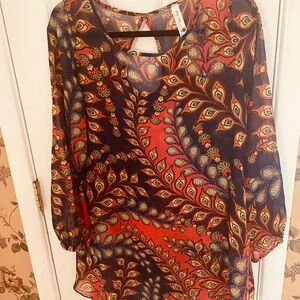 Pink Owl Vibrant Red and Blue Mini Dress